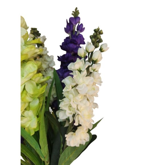 Artificial Snapdragon Bouquet 3 Stems Each Color Purple White Yellow Faux Floral - Picture 10 of 13